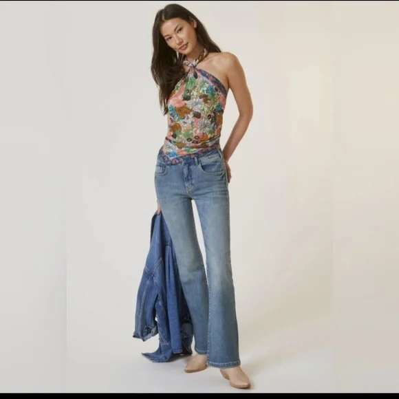 Pilcro Anthropologie The Demilune Boot Stretch Denim Jeans Mid Size 27 - Picture 1 of 10